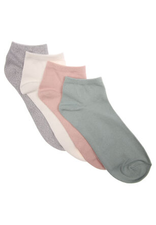 Womens 4pk Pink Supersoft Trainer Socks