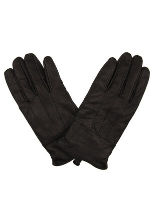 Womens Plain Black Leather Gloves
