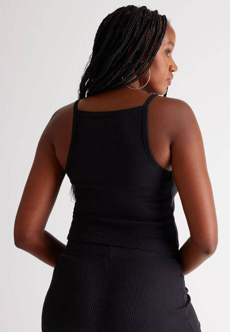 Womens Black Rib Soft Touch Vest