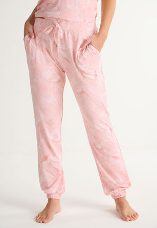 Womens Pink Floral Soft Touch Pyjama Bottoms