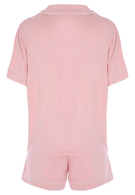 Womens Pale Pink Top & Shorts Pyjama Set