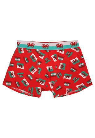 Mens Red Welsh Flag Novelty Trunks