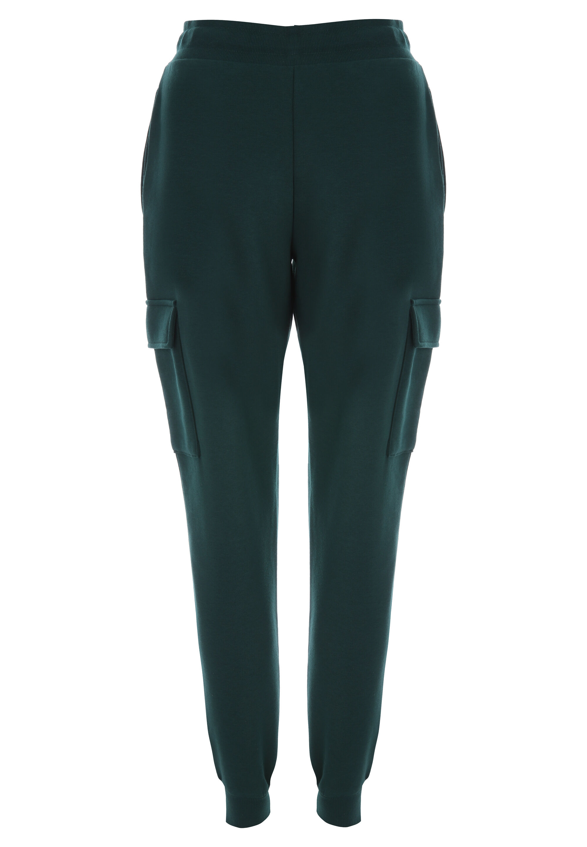 Womens Plain Green Cargo Joggers Peacocks
