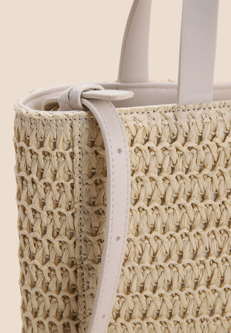 Womens Natural Straw Rectangle Tote Bag