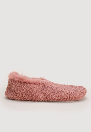Womens Pink Shearling Ballerina Socks