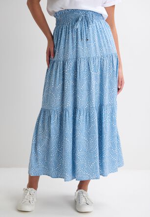 Womens Blue Ditsy Print Maxi Skirt
