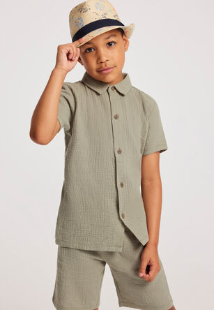 Younger Boy Khaki Shirt & Shorts Set