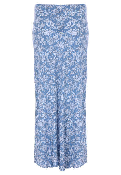 Womens Blue Floral Slip Skirt
