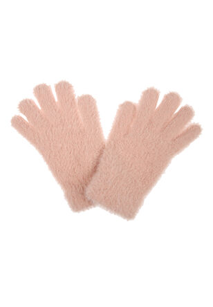 Womens Pale Pink Eyelash Gloves