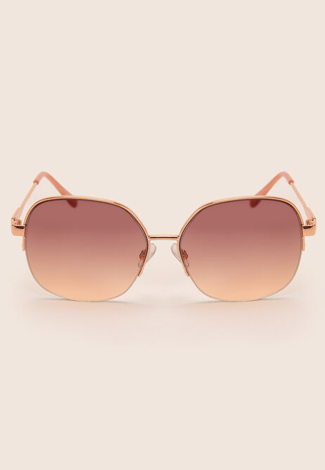 Womens Rose Gold Half-Frame Sunglasses
