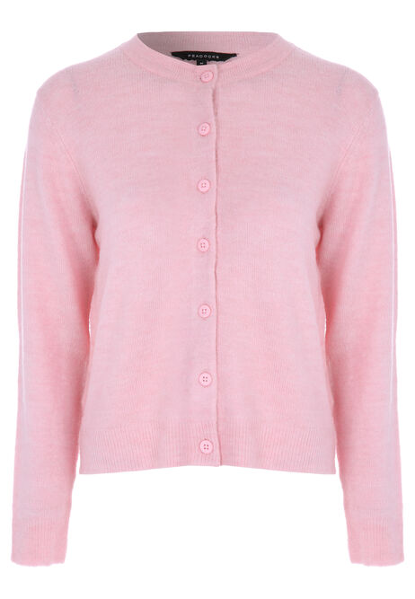 Womens Pale Pink Crew Neck Cardigan