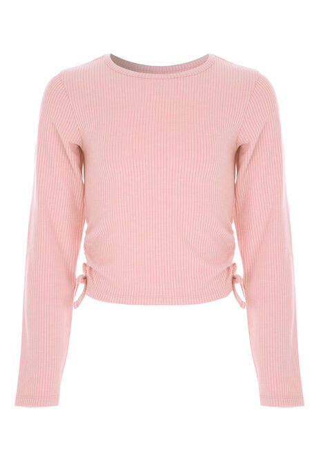 Older Girls Pink Cosy Side Ruche Top