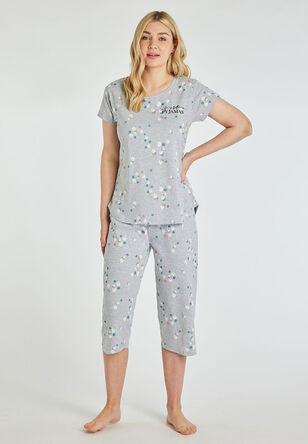 Womens Grey Spot Pyjama Set