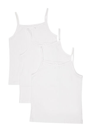 Girls 3pk White Cotton Vests 