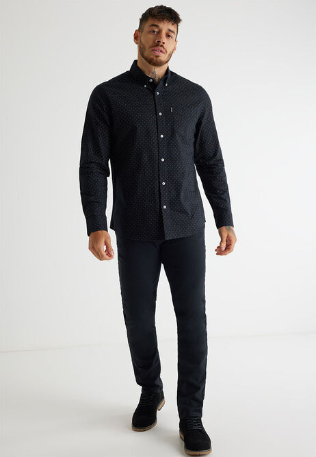 Mens Plain Black Oxford Shirt 