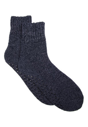 Mens 1pk Crop Blue Slipper Socks