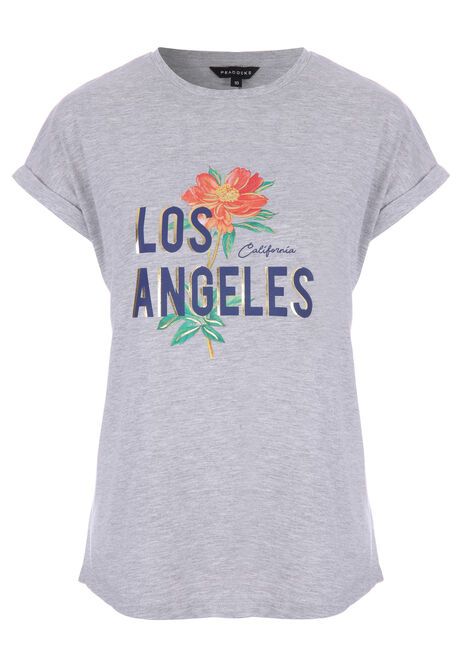 Womens Grey LA Graphic Print T-shirt