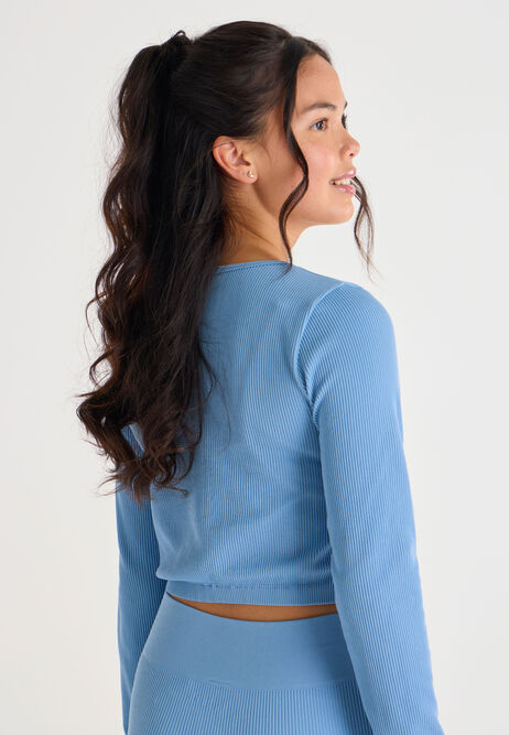 Older Girls Blue Seamless Scoop Neck Top