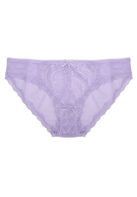 Womens Lilac Lace & Stripe Briefs