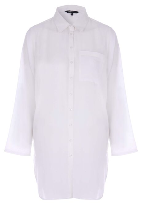 Womens Plain White Voile Beach Shirt