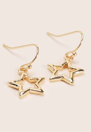 Womens Gold Star Drop Earrings