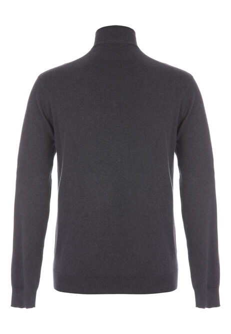 Mens Plain Charcoal 1/4 Zip Sweater | Peacocks