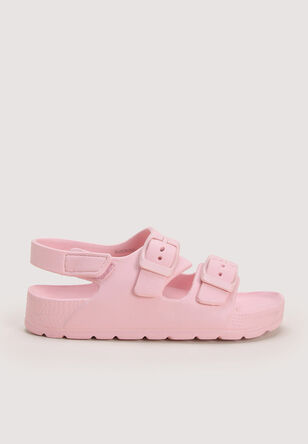 Younger Girl Pink Buckle Rubber Sandal 