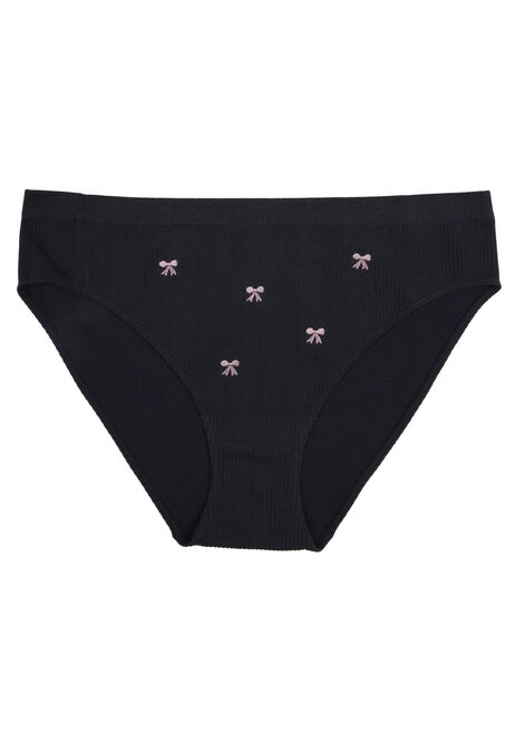 Womens Grey Bow Embroidery Seam Free Briefs