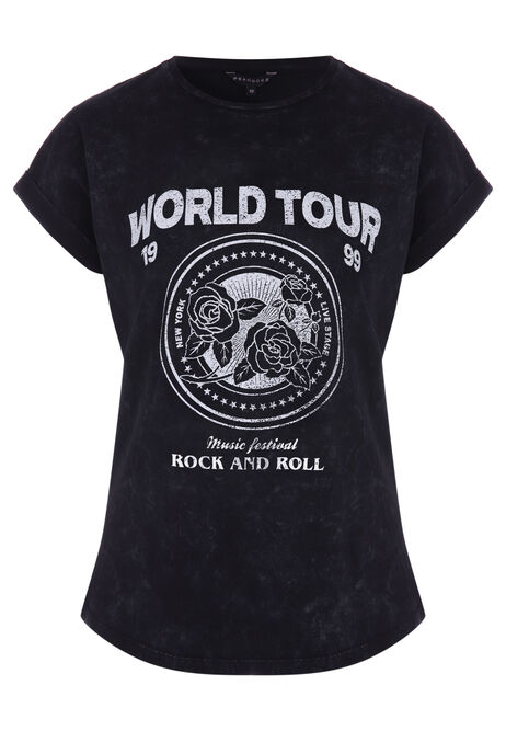 Womens Grey World Tour Graphic T-Shirt
