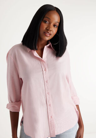 Womens Pink Plain Casual Shirt