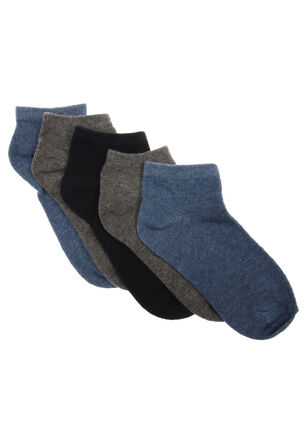 Boys 5pk Blue & Grey Trainer Socks