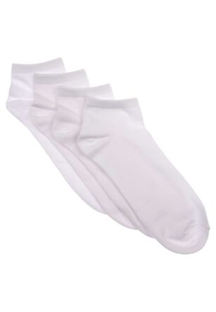 Womens 4pk White Super Soft Plain Trainer Socks