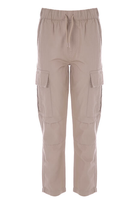 Older Boy Stone Wide Leg Woven Cargo Trousers