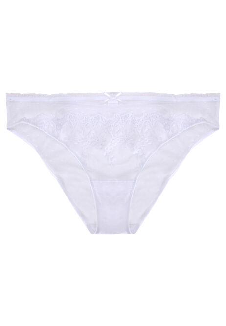 Womens White Embroidered Lace Briefs