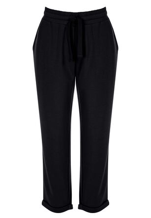 Womens Black Plain Cropped Joggers