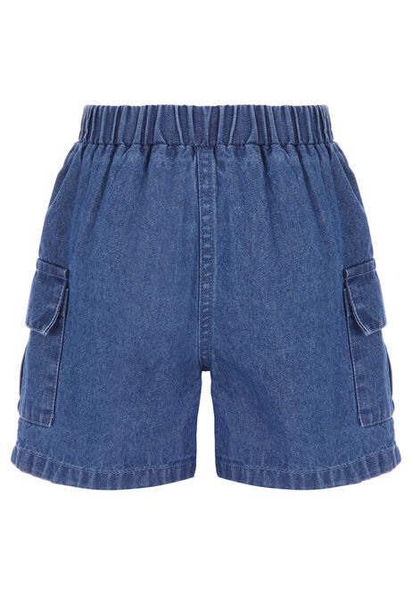 Younger Girls Blue Denim Cargo Shorts