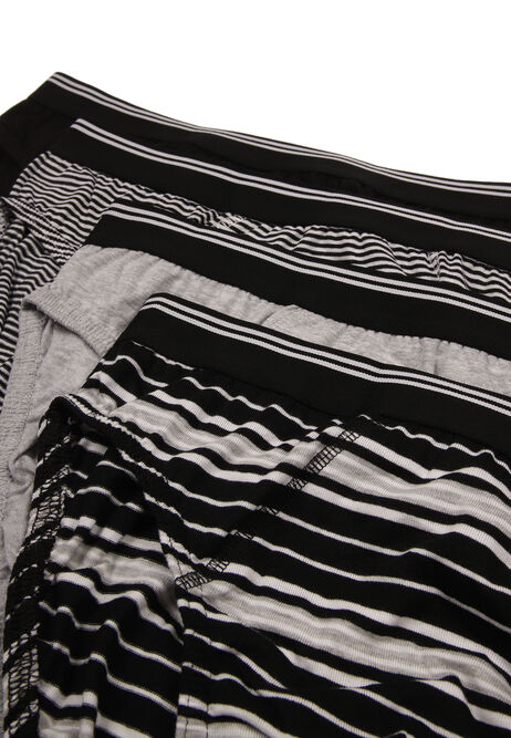 Mens 4pk Black & Grey Striped Briefs