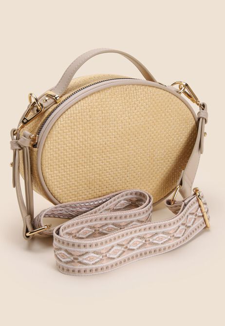 Womens Natural Straw Oval Bag