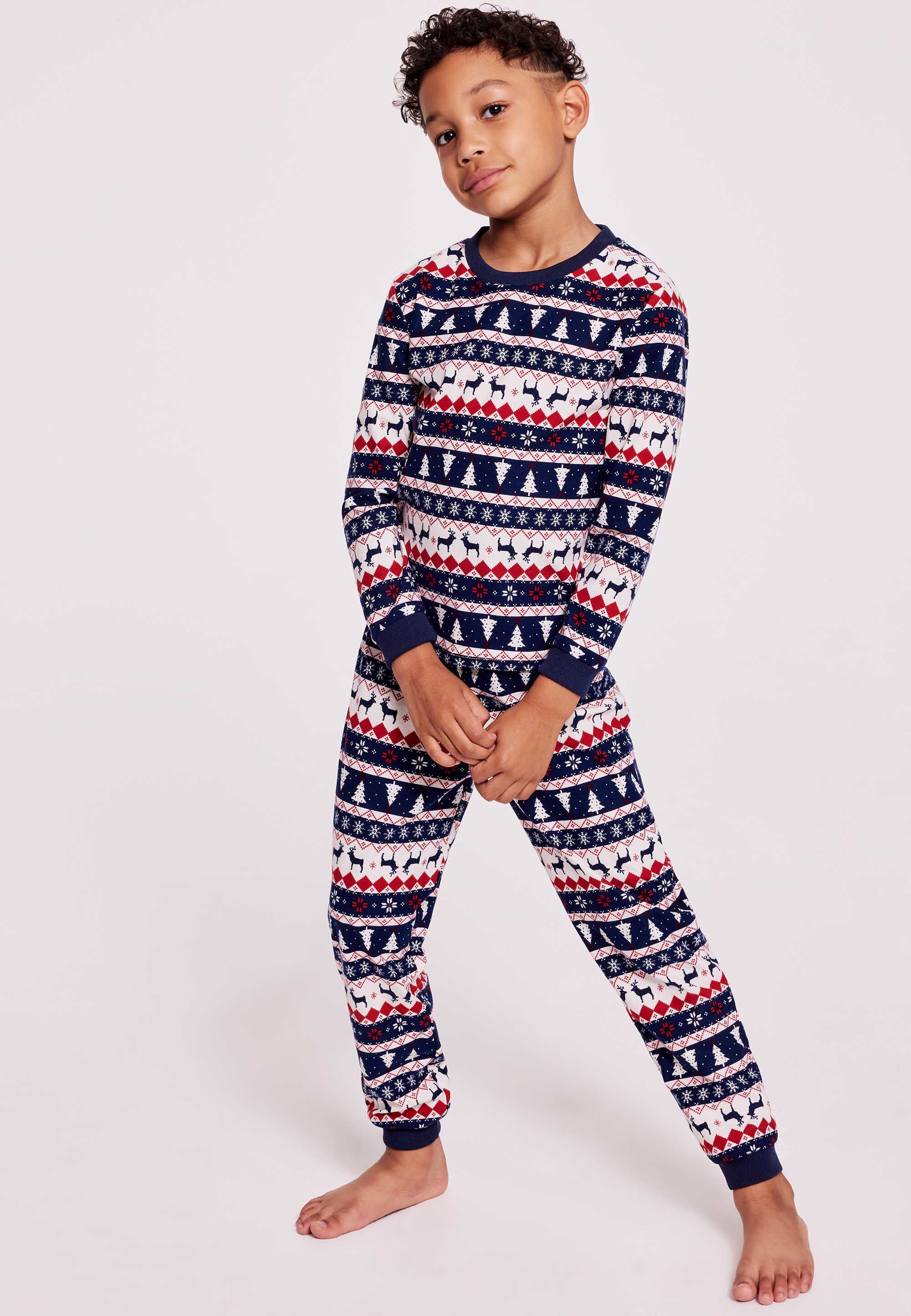 Boys Blue Fair Isle Christmas Family Pyjama Set