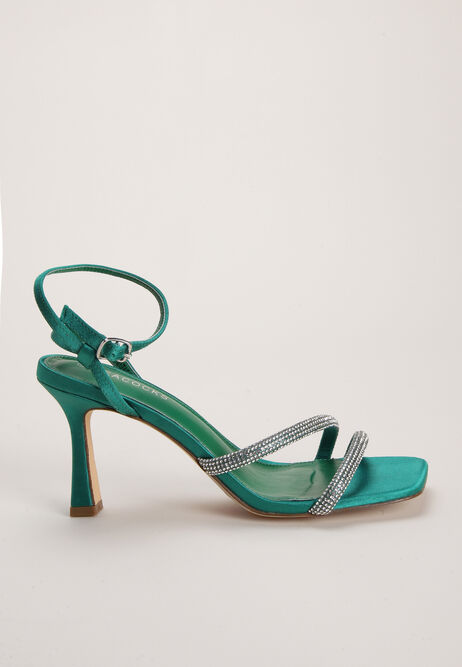 Womens Green Diamante Jewel Strap Sandals | Peacocks