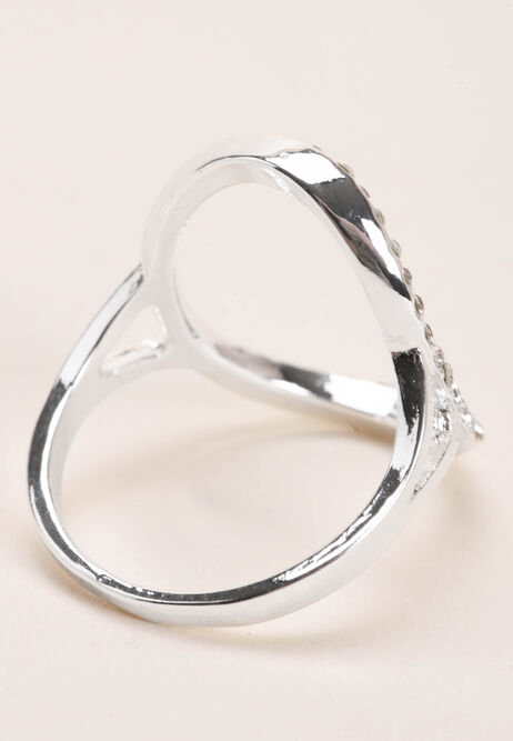 Womens Silver Oval Open Ring