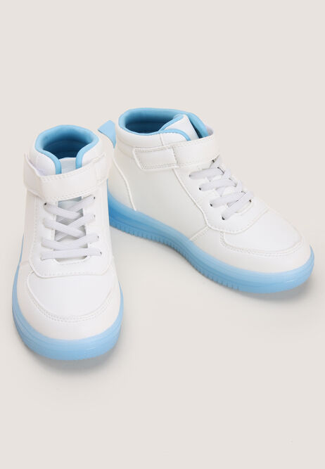 Younger Boy White High Top Light Up Trainers