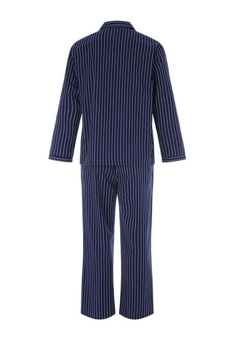 Mens Navy Long Sleeve Stripe Pyjama Set