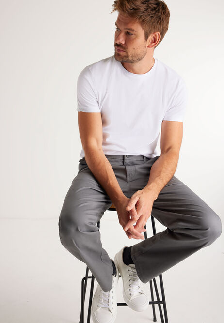 Mens Charcoal Straight Chino Trousers 