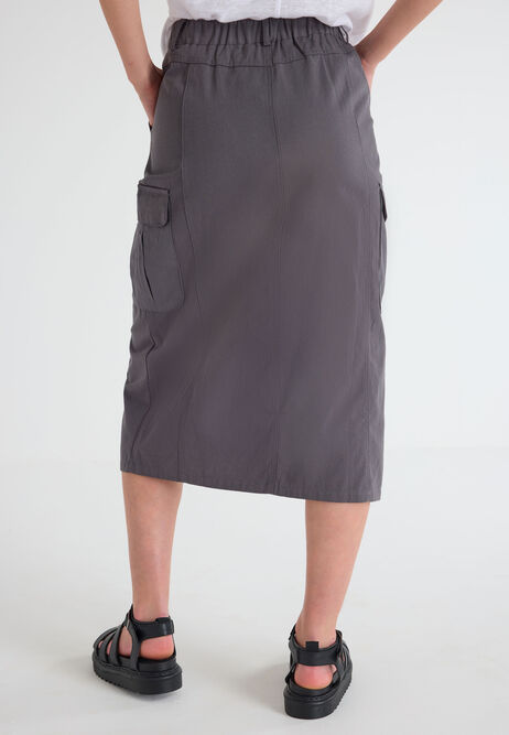 Womens Charcoal Denim Cargo Skirt