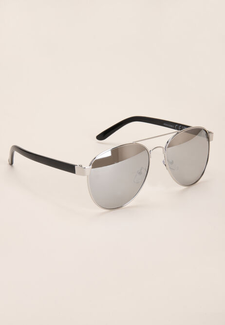 Boys Black Mirrored Aviator Sunglasses