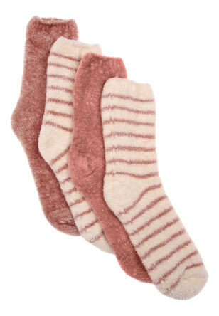 Womens 2pk Dark Pink Velvet Cosy Socks