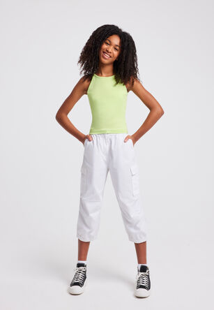 Older Girls White Cargo Cropped Trousers