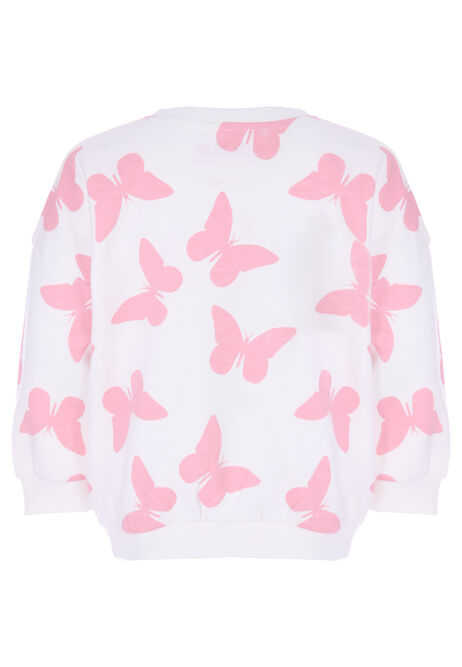 Younger Girls Cream Butterfly Sweatshirt