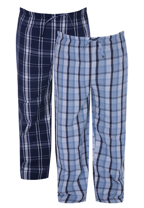 Mens 2pk Blue Check Woven Pyjama set